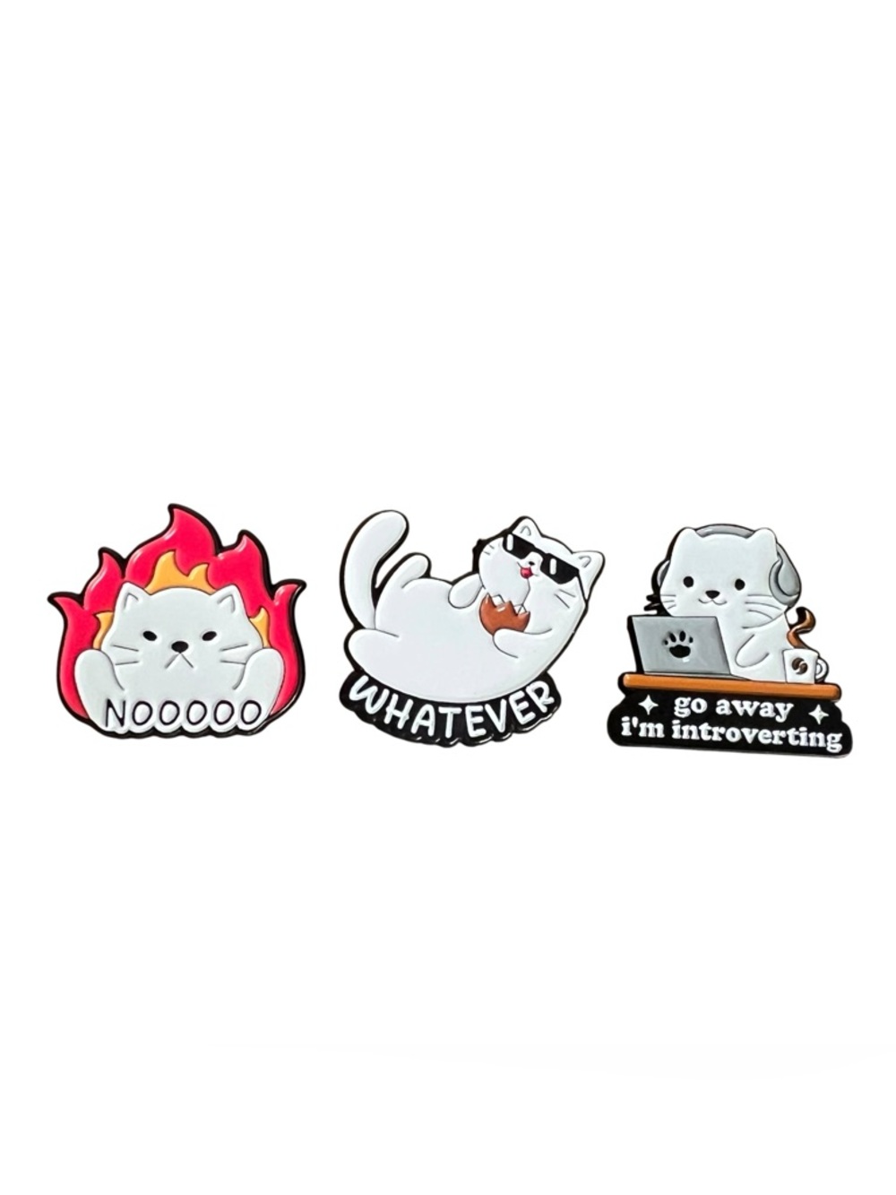 Cat-itude Cat Enamel Pins - 3-pack